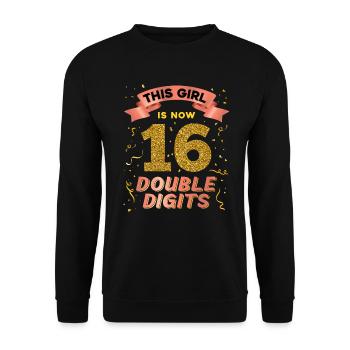 Dieses Mädchen Ist Jetzt 16 Double Digits 16. - Unisex Pullover - Schwarz - Vorne - Alina (178cm) & Michal (187cm)
