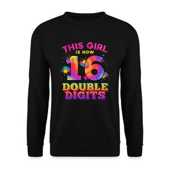 Dieses Mädchen Ist Jetzt 16 Double Digits 16. - Unisex Pullover - Schwarz - Vorne - Alina (178cm) & Michal (187cm)
