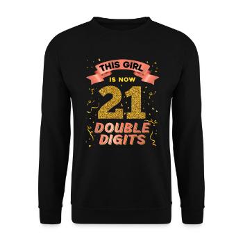 Dieses Mädchen Ist Jetzt 21 Double Digits 21. - Unisex Pullover - Schwarz - Vorne - Alina (178cm) & Michal (187cm)