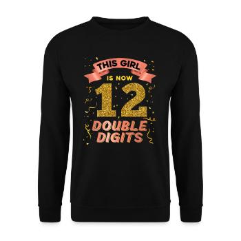 Dieses Mädchen Ist Jetzt 12 Double Digits 12. - Unisex Pullover - Schwarz - Vorne - Alina (178cm) & Michal (187cm)