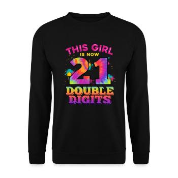 Dieses Mädchen Ist Jetzt 21 Double Digits 21. - Unisex Pullover - Schwarz - Vorne - Alina (178cm) & Michal (187cm)