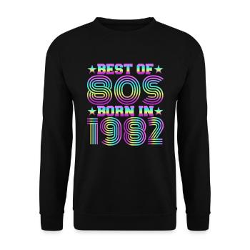 Best of the 80s Born in 1982 Vintage - Unisex Sweatshirt - black - Front - Alina (178cm) & Michal (187cm)