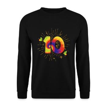 Tie-dye 10e anniversaire fête 10 ans - Sweat-shirt Unisexe - noir - Devant - Alina (178cm) & Michal (187cm)