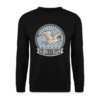 I Love Sylt My Island To Relax Möwe In - Unisex Sweatshirt - black - Front - Alina (178cm) & Michal (187cm)