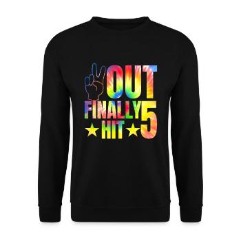 Endlich 5. Geburtstagsfeier Des 5-jährigen - Unisex Pullover - Schwarz - Vorne - Alina (178cm) & Michal (187cm)