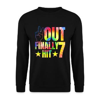 Enfin atteint le 7e anniversaire du célébrant de 7 ans - Sweat-shirt Unisexe - noir - Devant - Alina (178cm) & Michal (187cm)