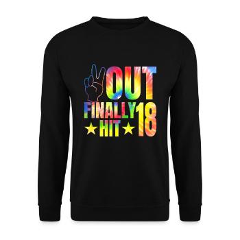 Enfin frappé le célébrant de 18 ans 18. - Sweat-shirt Unisexe - noir - Devant - Alina (178cm) & Michal (187cm)