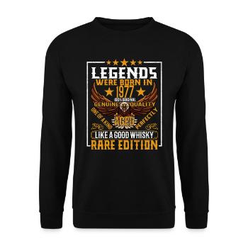 Legenden Wurden 1977 Geboren, Gealtert Wie Whisky - Unisex Pullover - Schwarz - Vorne - Alina (178cm) & Michal (187cm)