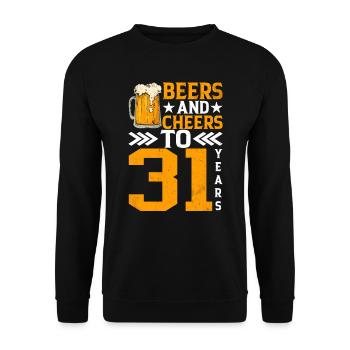Acclamations et bière sur 31 ans Mug mousseux de bière - Sweat-shirt Unisexe - noir - Devant - Alina (178cm) & Michal (187cm)