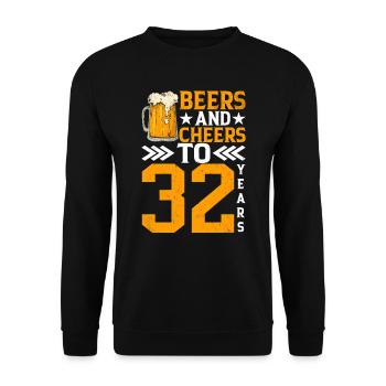 Prost Und Bier Auf 32 Jahre Frothy Mug Of Beer - Unisex Pullover - Schwarz - Vorne - Alina (178cm) & Michal (187cm)