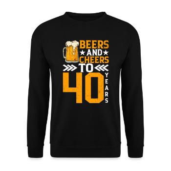 Acclamations et bière sur 40 ans de tasse mousseuse de bière - Sweat-shirt Unisexe - noir - Devant - Alina (178cm) & Michal (187cm)