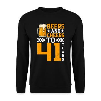 Acclamations et bière sur 41 ans Mug mousseux de bière - Sweat-shirt Unisexe - noir - Devant - Alina (178cm) & Michal (187cm)