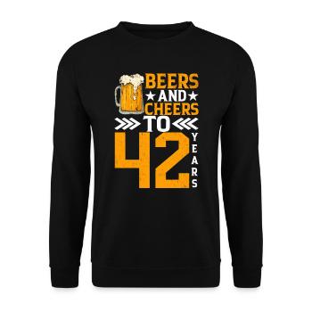 Prost Und Bier Auf 42 Jahre Frothy Mug Of Beer - Unisex Pullover - Schwarz - Vorne - Alina (178cm) & Michal (187cm)