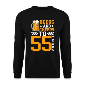Prost Und Bier Auf 55 Jahre Frothy Mug Of Beer - Unisex Pullover - Schwarz - Vorne - Alina (178cm) & Michal (187cm)