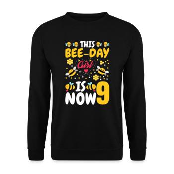 This Bee Day Girl Is Now 9. 9. - Unisex Sweatshirt - black - Front - Alina (178cm) & Michal (187cm)