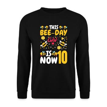 This Bee Day Girl Is Now 10th 10th - Unisex Sweatshirt - black - Front - Alina (178cm) & Michal (187cm)