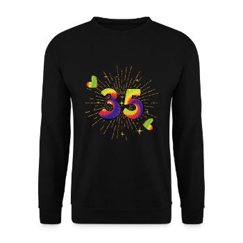 Tie-dye 35. Geburtstagsfeier 35 Jahre Alter - Unisex Pullover - Schwarz - Vorne - Alina (178cm) & Michal (187cm)