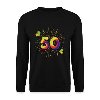 Tie-dye 50. Geburtstagsfeier 50 Jahre Alter - Unisex Pullover - Schwarz - Vorne - Alina (178cm) & Michal (187cm)