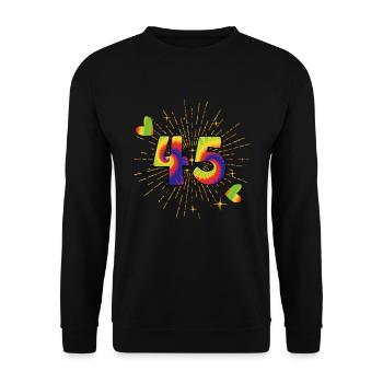 Tie-dye 45. Geburtstagsfeier 45 Jahre Alter - Unisex Pullover - Schwarz - Vorne - Alina (178cm) & Michal (187cm)