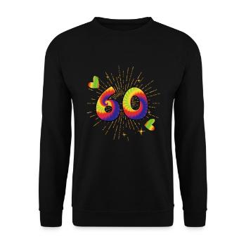 Tie-dye Fête d’anniversaire 60 ans 60 ans - Sweat-shirt Unisexe - noir - Devant - Alina (178cm) & Michal (187cm)