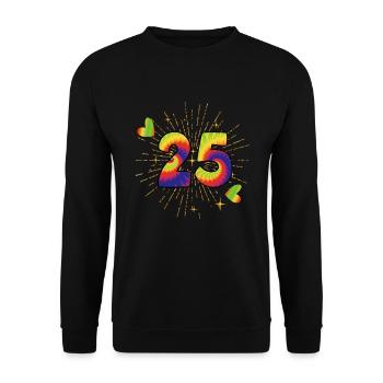 Tie-dye 25. Geburtstagsfeier 25 Jahre Alter - Unisex Pullover - Schwarz - Vorne - Alina (178cm) & Michal (187cm)