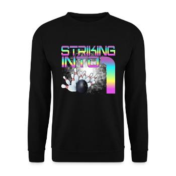 Hitting In 4 Bowling Bowlers 4th Birthday Party - Unisex Sweatshirt - black - Front - Alina (178cm) & Michal (187cm)