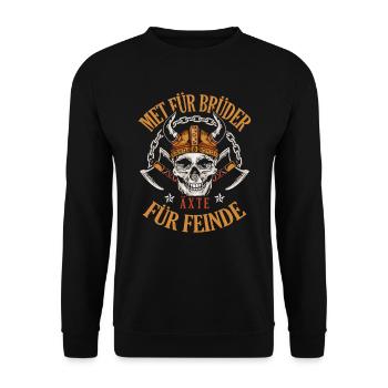 Met Für Bruder Äxte Für Feinde Viking Valkyrie Axt - Unisex Pullover - Schwarz - Vorne - Alina (178cm) & Michal (187cm)