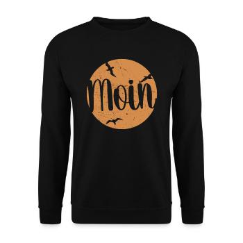 Moin ihr Spacken - Digga Spruch Meer Norddeutsch - Unisex Pullover - Schwarz - Vorne - Alina (178cm) & Michal (187cm)