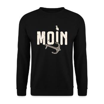 Moin ihr Spacken - Digga Spruch Meer Norddeutsch - Unisex Pullover - Schwarz - Vorne - Alina (178cm) & Michal (187cm)