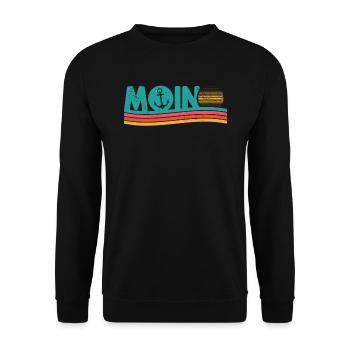 Moin ihr Spacken - Digga Spruch Meer Norddeutsch - Unisex Pullover - Schwarz - Vorne - Alina (178cm) & Michal (187cm)