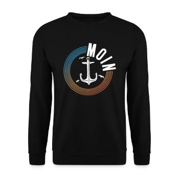 Moin ihr Spacken - Digga Spruch Meer Norddeutsch - Unisex Pullover - Schwarz - Vorne - Alina (178cm) & Michal (187cm)