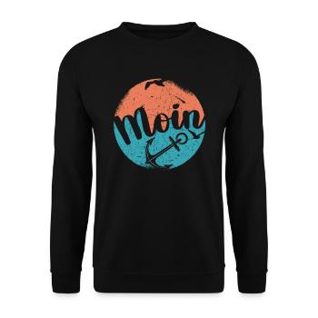 Moin ihr Spacken - Digga Spruch Meer Norddeutsch - Unisex Pullover - Schwarz - Vorne - Alina (178cm) & Michal (187cm)