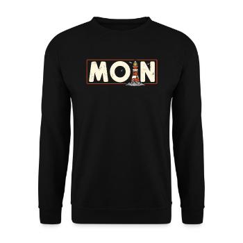 Moin ihr Spacken - Digga Spruch Meer Norddeutsch - Unisex Pullover - Schwarz - Vorne - Alina (178cm) & Michal (187cm)