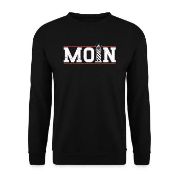 Moin ihr Spacken - Digga Spruch Meer Norddeutsch - Unisex Pullover - Schwarz - Vorne - Alina (178cm) & Michal (187cm)