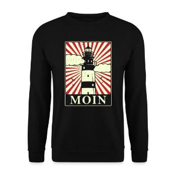 Moin ihr Spacken - Digga Spruch Meer Norddeutsch - Unisex Pullover - Schwarz - Vorne - Alina (178cm) & Michal (187cm)