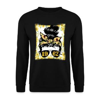 Sonnenblume Mama Geboren 1962 Geburtstag - Unisex Pullover - Schwarz - Vorne - Alina (178cm) & Michal (187cm)