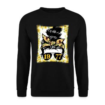 Tournesol Maman Née 1977 Anniversaire - Sweat-shirt Unisexe - noir - Devant - Alina (178cm) & Michal (187cm)