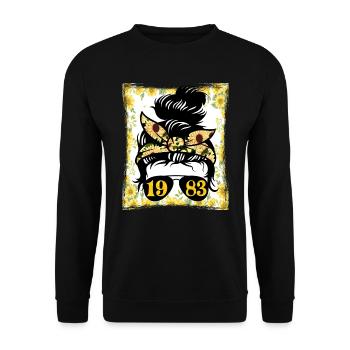 Sonnenblume Mama Geboren 1983 Geburtstag - Unisex Pullover - Schwarz - Vorne - Alina (178cm) & Michal (187cm)
