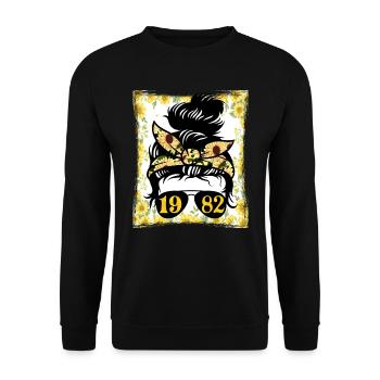 Tournesol Maman Née 1982 Anniversaire - Sweat-shirt Unisexe - noir - Devant - Alina (178cm) & Michal (187cm)