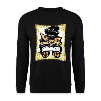 Tournesol Maman Née 2005 Anniversaire - Sweat-shirt Unisexe - noir - Devant - Alina (178cm) & Michal (187cm)