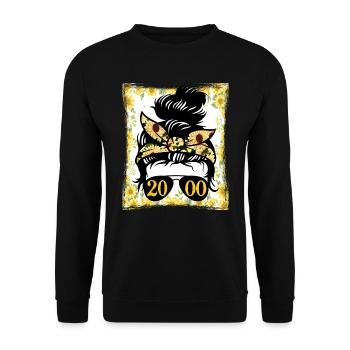Sonnenblume Mama Geboren 2000 Geburtstag - Unisex Pullover - Schwarz - Vorne - Alina (178cm) & Michal (187cm)