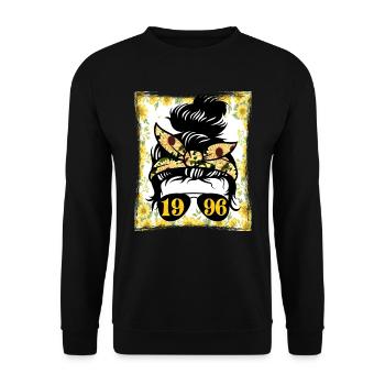 Sonnenblume Mama Geboren 1996 Geburtstag - Unisex Pullover - Schwarz - Vorne - Alina (178cm) & Michal (187cm)