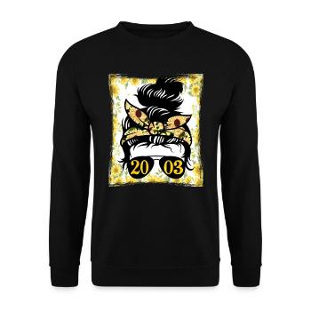 Sonnenblume Mama Geboren 2003 Geburtstag - Unisex Pullover - Schwarz - Vorne - Alina (178cm) & Michal (187cm)