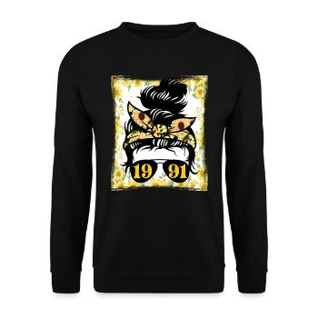 Sunflower Mom Born 1991 Birthday - Unisex Sweatshirt - black - Front - Alina (178cm) & Michal (187cm)