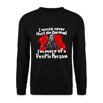 Ich Würde Nie Ein Tier Verletzen, Ich Bin Eher - Unisex Pullover - Schwarz - Vorne - Alina (178cm) & Michal (187cm)