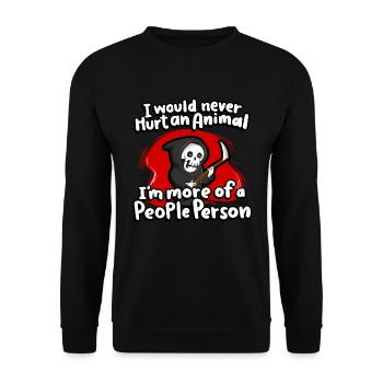 Ich Würde Nie Ein Tier Verletzen, Ich Bin Eher - Unisex Pullover - Schwarz - Vorne - Alina (178cm) & Michal (187cm)