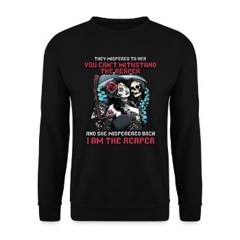 I Am The Grim Reaper Dia De Los Muertos - Unisex Sweatshirt - black - Front - Alina (178cm) & Michal (187cm)