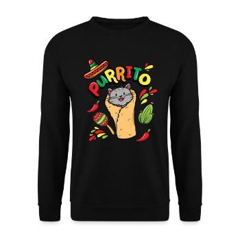 Purrr Cussion Katze Shirt, Katzenliebhaber Shirt, - Unisex Pullover - Schwarz - Vorne - Alina (178cm) & Michal (187cm)