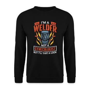 Welders Gifts, Funny Welder Welder Shirt, Welding - Unisex Sweatshirt - black - Front - Alina (178cm) & Michal (187cm)