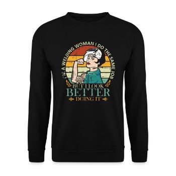 Welders Gifts, Funny Welder Welder Shirt, Welding - Unisex Sweatshirt - black - Front - Alina (178cm) & Michal (187cm)